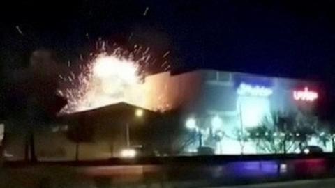 Still from footage said to show moment of explosion at military facility in Isfahan (29/01/23)