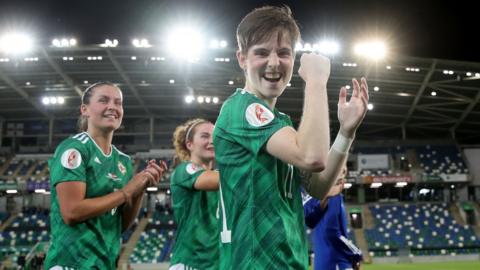 Kirsty McGuinness celebrates at full time