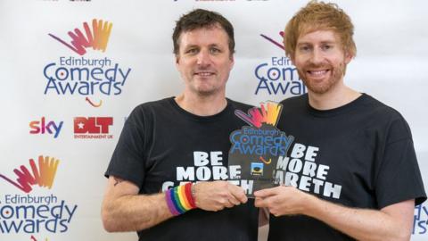 Producers Danny Ward (left) and Mark Simmons for A Show For Gareth Richards winner of the Victoria Wood Award at the 2023 Edinburgh Comedy Awards