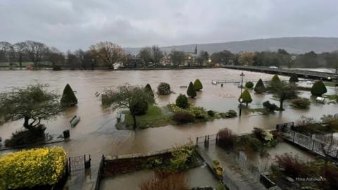 Flood water after the River Wharfe burst its banks