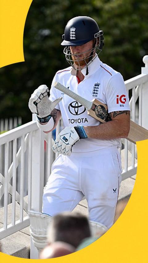 Ben Stokes walking down the stairs to open the batting for England against New Zealand on day four in their Test match series.