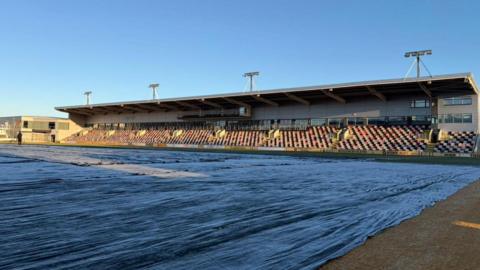 Rodney Parade with its pitch covered