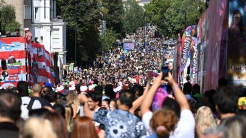 Thousands of people on the streets of west London for the carnival 