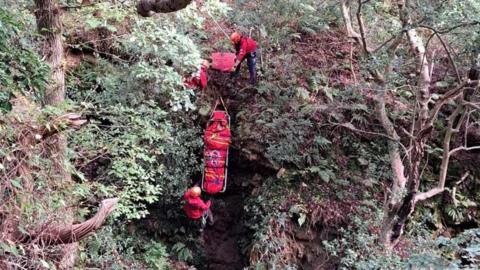 Mountain rescue operation at Dalby Forest