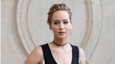 US actress Jennifer Lawrence poses before the Christian Dior 2017 Spring/Summer ready-to-wear collection fashion show, on September 30, 2016 in Paris.