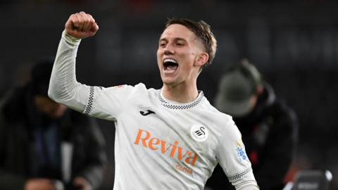 Ethan Galbraith celebrates victory over Wrexham last weekend