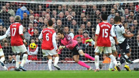 A goal is scored for Tottenham at Arsenal
