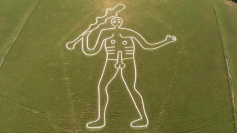 Cerne Abbas Giant - a hill figure with a white chalk outline. National Trust Images / John Millar