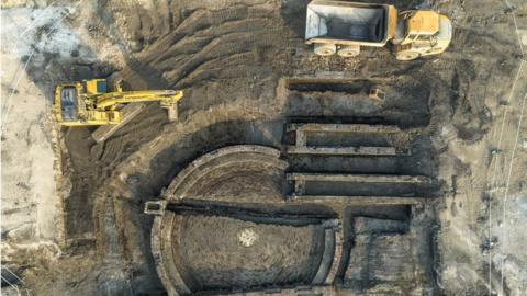 Aerial view of old railway sidings