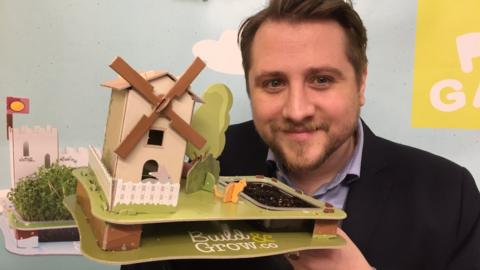 Dan Robson with his Build and Grow windmill set