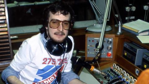 Steve Wright in a BBC Radio 1 studio in the 1970s