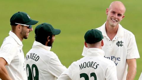 Zak Chappell took three of the six Lancashire wickets to fall at Trent Bridge