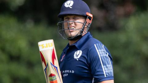 George Munsey batting in Scotland kit