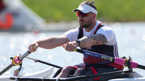 Benjamin Pritchard of Great Britain team compete in Men's Single Sculls - PR1M1x repechage race during the European Rowing Championships 2024 at National Canoeing and Rowing Olympic Center on April 26, 2024 in Szeged, Hungary.