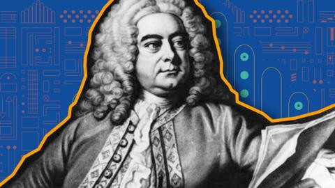 Handel on colourful background
