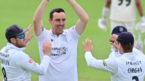 Hampshire celebrate a wicket