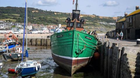 Lydia Eva by quayside in Lyme Regis