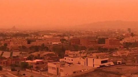 Bright orange sky over Murcia