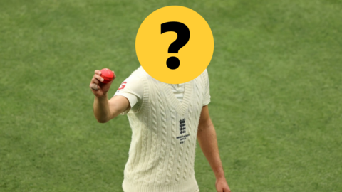 Photo of an England bowler with his face hidden