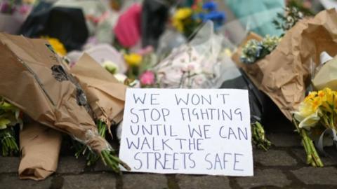 Flowers at Sarah Everard vigil