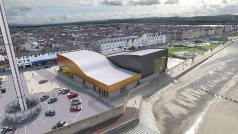 Aerial view of proposed Rhyl water park
