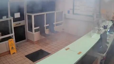 A firework was hurled into a Chinese takeaway in Newport