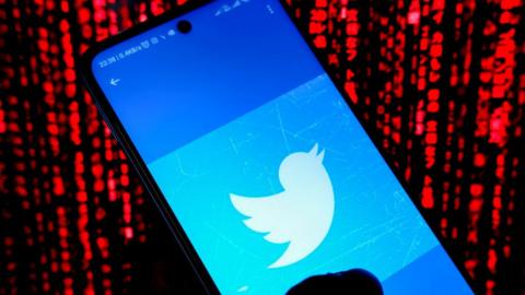 Twitter logo displayed on smartphone screen