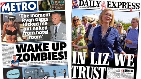 Metro and Daily Express front pages