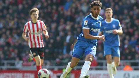 Birmingham City's George Hall in action at Sunderland.