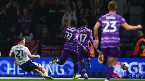 Alfie Devine equalises for Preston against Stoke