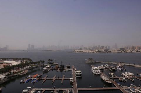 A view of Burj Khalifa from Vida Creek Harbour, amid the U.S.-Israeli conflict with Iran
