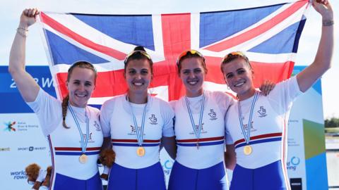 Gb's women's four team of Heidi Long, Rowan McKellar, Samantha Redgrave and Rebecca Shorten