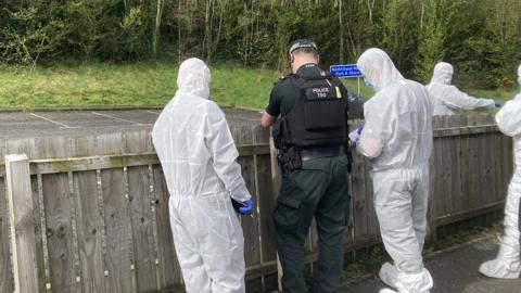 Police forensic team at the scene on the Rathfriland Road