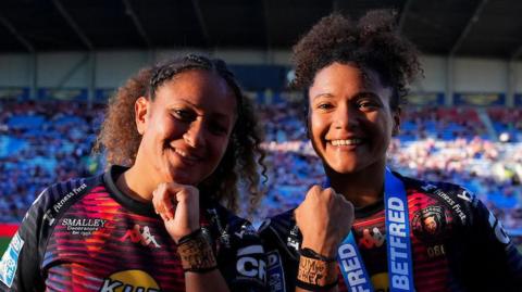 Sisters Shaniah Power (left) and Tiana Power both scored against Warrington