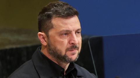 Zelensky at podium