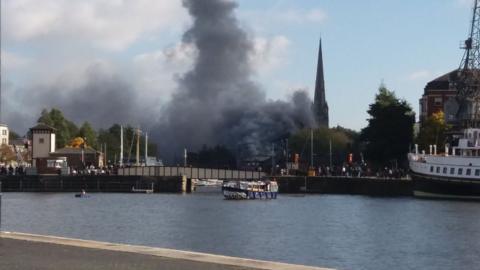 Smoke rising from building