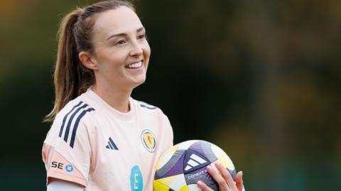 Caroline Weir during a Scotland Women's National Team training session at the Oriam, on October 21, 2025