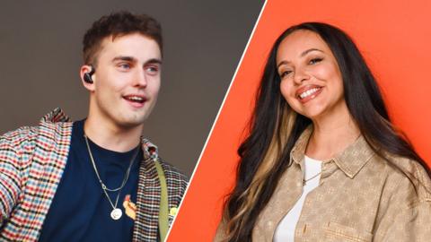 A split image of Sam Fender on the left and Jade Thirlwall on the right.