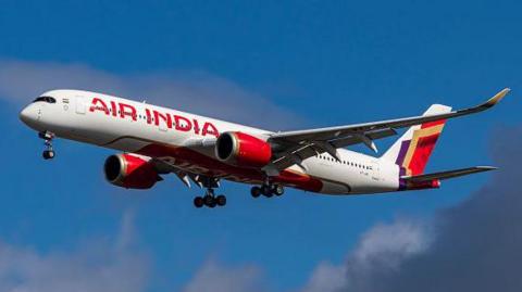 Air India Airbus A350-900 aircraft spotted flying for landing at the runway of London Heathrow Airport