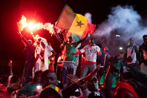 Senegal fans celebrating Afcon win