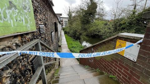 A cordon in place at the scene at Stowmarket