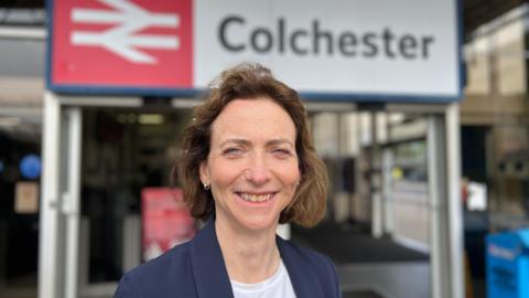 Pam Cox at Colchester railway station