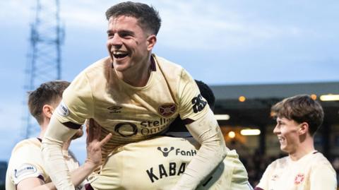 Hearts players celebrate