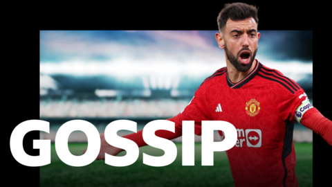 BBC Gossip logo with image of Bruno Fernandes