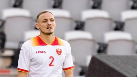 Preston North End player Andrija Vukcevic, pictured playing for Montenegro