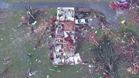 Devastated houses in Nashville, Tennessee