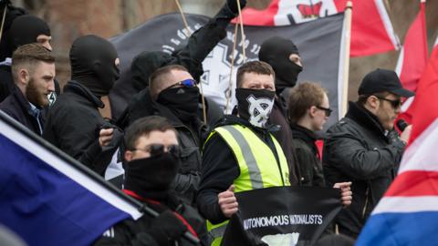 Neo-Nazis and skinheads from across Europe organise a "White Man March" under the banner of "National Action" White Man March, Newcastle, Britain - 21 Mar 2015