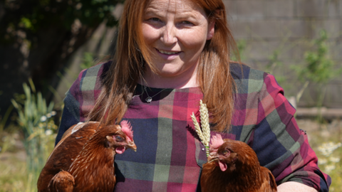 Victoria Shervington-Jones with hens