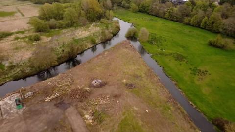 Drone picture of site clearance at Trowse