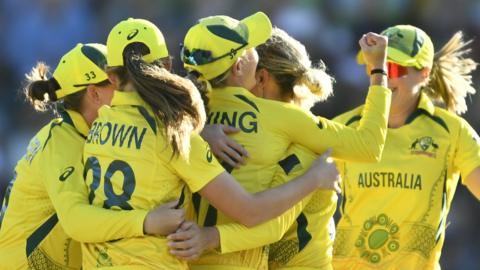 Australia women celebrate their T20 World Cup success in February